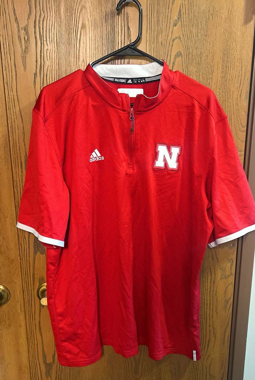 Adidas Nebraska Huskers Sideline Coaches Short Sleeve Quarter-Zip Pullover